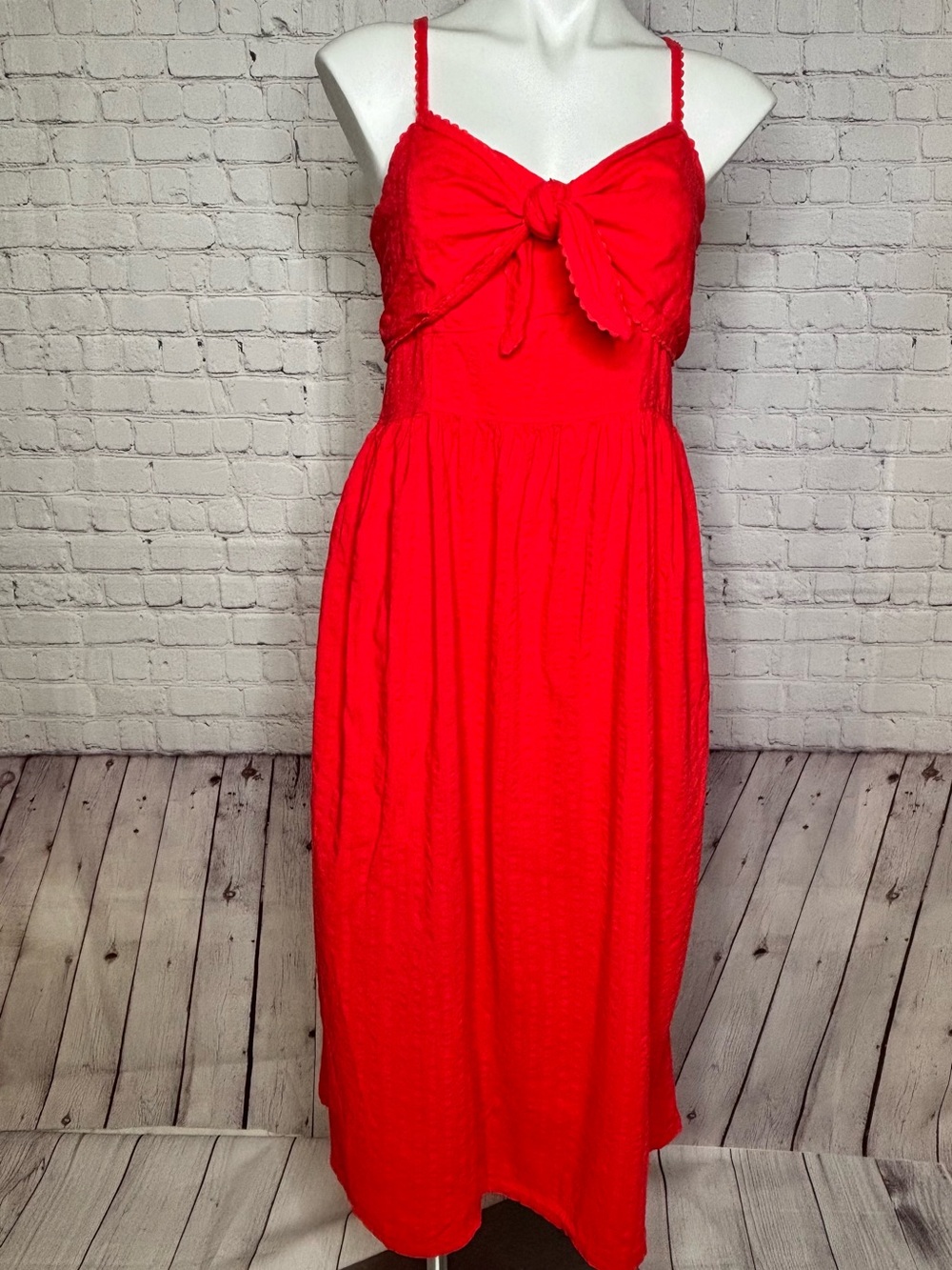 Old Navy Red Orange Spaghetti Strap Dress with Tie Front Size XL